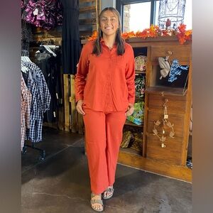 Better Be Pumpkin Spice Linen Set New Orange